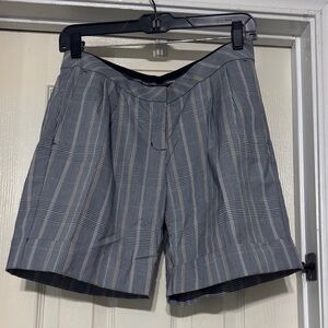 Women’s Gray Cuffed Plaid Tailored Shorts